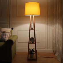 Plazo Lamp with 3 Tier Floor Lamp in Natural Finish