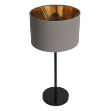 METAL TABLE LAMP WITH GOLD FOIL INSIDE IN SHINY BLACK FINISH