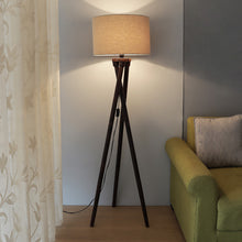 BEIGE FABRIC SOLID WOOD FLOOR LAMP WITH SHADE