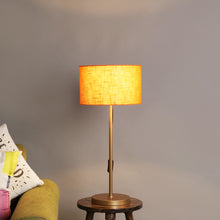 GOLD COLOR METAL TABLE LAMP WITH ORANGE SHADE