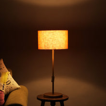 GOLD COLOR METAL TABLE LAMP WITH ORANGE SHADE