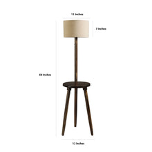 SANDEDE EDGE YASH SIDE LAMP WITH SHADE & SHELF IN SOLID WOOD