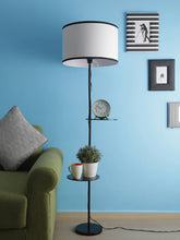 3-IN-1 LAMP IN TAPER SHADE WITH SHELVES FOR STORAGE