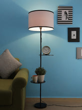 3-IN-1 LAMP IN TAPER SHADE WITH SHELVES FOR STORAGE