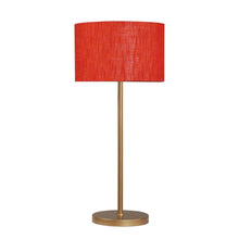 GOLD COLOR METAL TABLE LAMP WITH RED SHADE