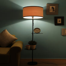 3-IN-1 LAMP IN TAPER SHADE WITH SHELVES FOR STORAGE