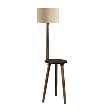 SANDEDE EDGE YASH SIDE LAMP WITH SHADE & SHELF IN SOLID WOOD