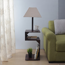 BEIGE COTTON SOFA SIDE LAMP WITH STORAGE