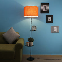 3-IN-1 LAMP IN TAPER SHADE WITH SHELVES FOR STORAGE