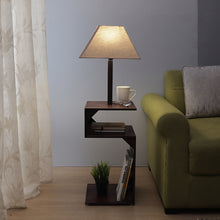 BEIGE COTTON SOFA SIDE LAMP WITH STORAGE