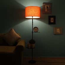 3-IN-1 LAMP IN TAPER SHADE WITH SHELVES FOR STORAGE