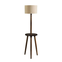 SANDEDE EDGE YASH SIDE LAMP WITH SHADE & SHELF IN SOLID WOOD