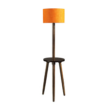 YASH SIDE LAMP WITH SHADE & SHELF IN SOLID WOOD