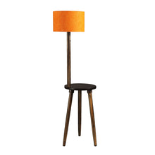 YASH SIDE LAMP WITH SHADE & SHELF IN SOLID WOOD