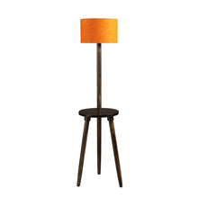 YASH SIDE LAMP WITH SHADE & SHELF IN SOLID WOOD