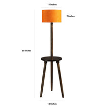 YASH SIDE LAMP WITH SHADE & SHELF IN SOLID WOOD