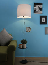 3-IN-1 LAMP IN TAPER SHADE WITH SHELVES FOR STORAGE