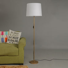 GOLD COLOR METAL FLOOR LAMP WITH WHITE TAPER SHADE