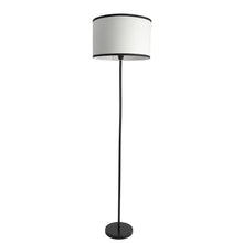 METAL FLOOR LAMP IN BLACK WHITE ROUND SHADE