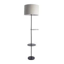 3-IN-1 LAMP IN TAPER SHADE WITH SHELVES FOR STORAGE