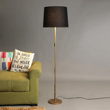 GOLD COLOR METAL FLOOR LAMP WITH BLACK TAPER SHADE