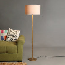 GOLD COLOR METAL FLOOR LAMP WITH BEIGE ROUND SHADE