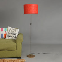 GOLD COLOR METAL FLOOR LAMP WITH RED ROUND SHADE