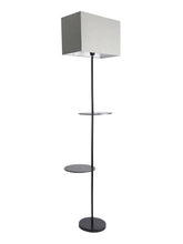 3-IN-1 LAMP IN TAPER SHADE WITH SHELVES FOR STORAGE