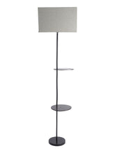 3-IN-1 LAMP IN TAPER SHADE WITH SHELVES FOR STORAGE