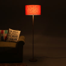 GOLD COLOR METAL FLOOR LAMP WITH RED ROUND SHADE