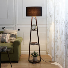 Magnum Lamp with 3 Tier Shelf Space in Walnut Hand Polished with Oval Shape Shade