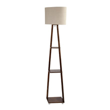 Magnum Lamp with 3 Tier Shelf Space in Walnut Hand Polished with Oval Shape Shade