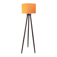 Orange Fabric Shade Floor Lamp with Wood Base