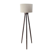 BEIGE FABRIC DARK BROWN FLOOR LAMP WITH SHADE