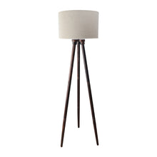 BEIGE FABRIC DARK BROWN FLOOR LAMP WITH SHADE