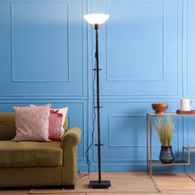 FRAPPE UPLIGHT FLOOR LAMP IN SOLID WOOD  WITH WHITE WASHABLE ACRYLIC SHADE IN WALNUT POLISH COLOR BASE