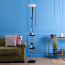 FRAPPE UPLIGHT FLOOR LAMP IN SOLID WOOD  WITH WHITE WASHABLE ACRYLIC SHADE IN WALNUT POLISH COLOR BASE