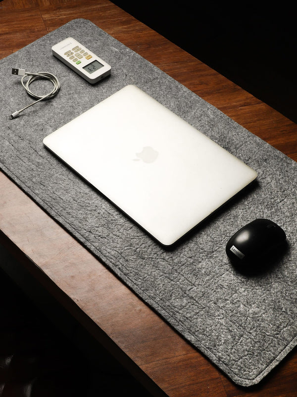 FELT DESK MAT WITH SOFT TOUCH AND MOUSE FRIENDLY SURFACE,12 INCH WIDE AND 36 INCH LONG, BREATHABLE, WASHABLE, ANTISKID BACK ECO-FRIENDLY MATERIAL, FOR COMPUTER AND DESK ACCESSORIES