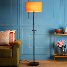 ORLANDO FLOOR LAMP WITH BEIGE SHADE IN OVAL SHAPE AND WALNUT POLISH BASE IN SOLID WOOD