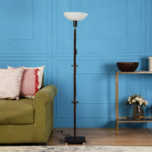 FRAPPE UPLIGHT FLOOR LAMP IN SOLID WOOD  WITH WHITE WASHABLE ACRYLIC SHADE IN WALNUT POLISH COLOR BASE