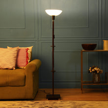 FRAPPE UPLIGHT FLOOR LAMP IN SOLID WOOD  WITH WHITE WASHABLE ACRYLIC SHADE IN WALNUT POLISH COLOR BASE