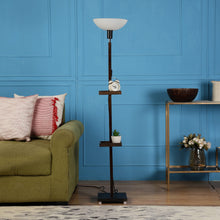 FRAPPE UPLIGHT FLOOR LAMP IN SOLID WOOD  WITH WHITE WASHABLE ACRYLIC SHADE IN WALNUT POLISH COLOR BASE