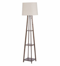 BEIGE FABRIC UTILITY DESIGN FLOOR LAMP WITH SHELF