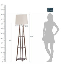 BEIGE FABRIC UTILITY DESIGN FLOOR LAMP WITH SHELF