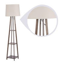 BEIGE FABRIC UTILITY DESIGN FLOOR LAMP WITH SHELF