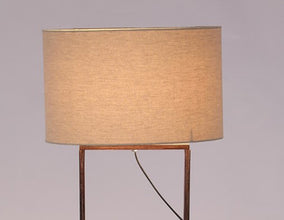 Beige cotton walnut shade floor lamp with 4 Shelves