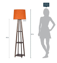 Orange Cotton walnut floor lamp with storage