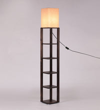 BEIGE FABRIC CORNER FLOOR LAMP WITH STORAGE