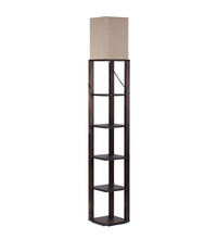 BEIGE FABRIC CORNER FLOOR LAMP WITH STORAGE